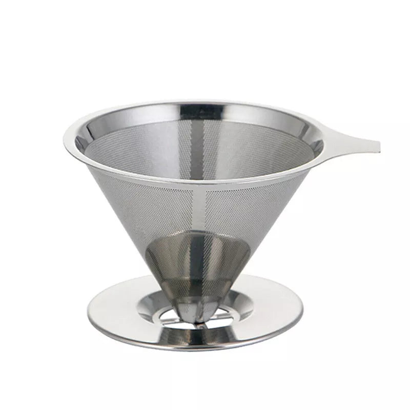 Reusable Coffee Filter Tea Strainer Stainless Steel Cone Coffee Filter Baskets Mesh Strainer Coffee Dripper With Stand Holder